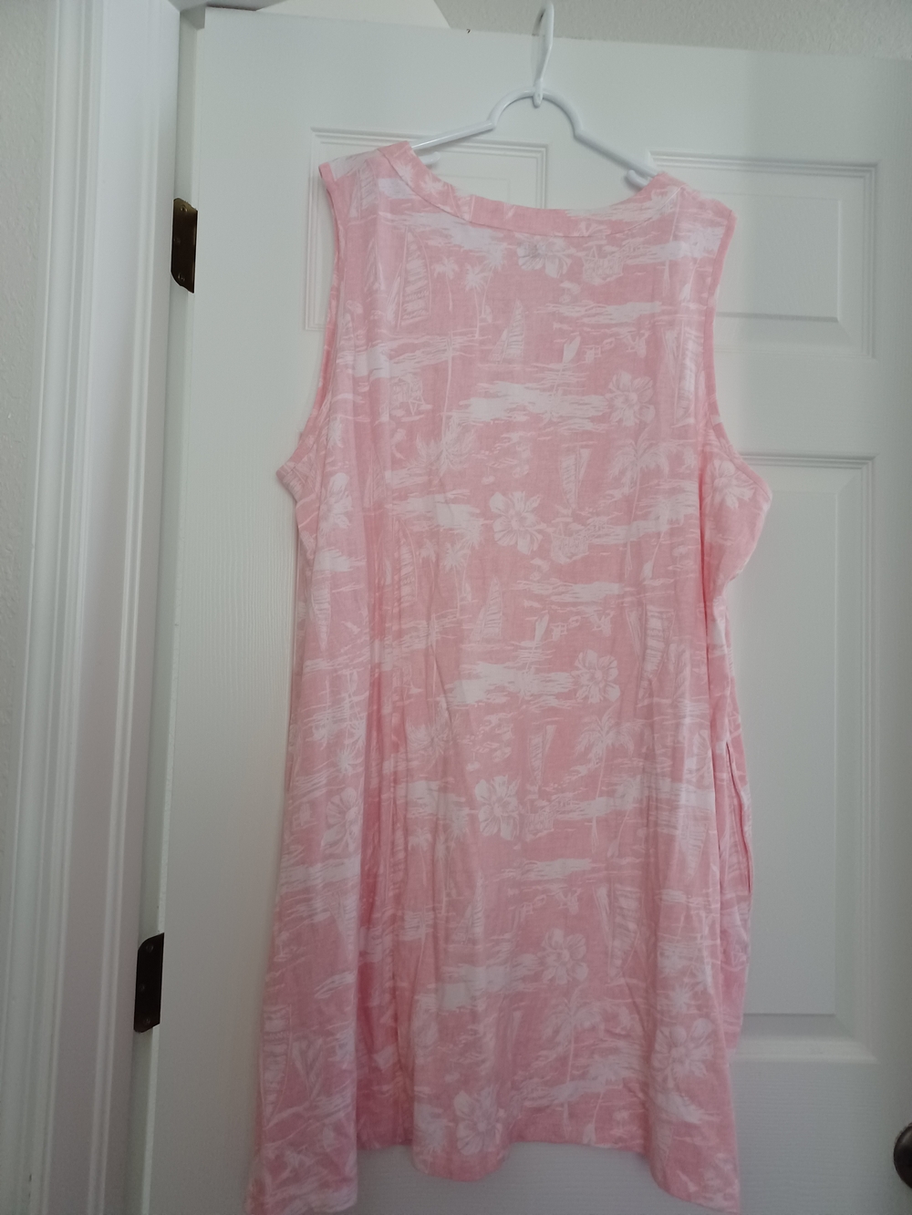 Lands' End Pink Tropical V-Neck Sleeveless Tunic - Picture 7 of 9